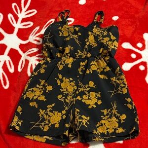 Black & Gold Floral Romper